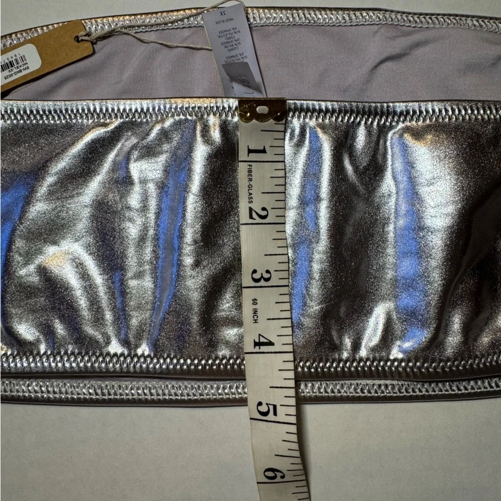 Skims Nickel (Silver Metallic) Bandeau Bikini Top size 3X NWT